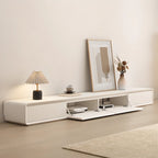 Ventilated 2 Drawers Wood Rectangular White TV Stand