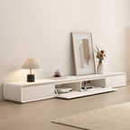 Ventilated 2 Drawers Wood Rectangular White TV Stand