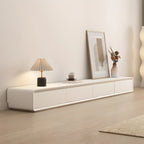 Ventilated 2 Drawers Wood Rectangular White TV Stand