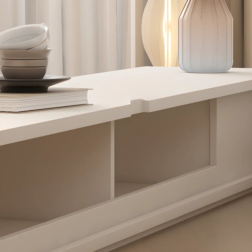 Ventilated 2 Drawers Wood Rectangular White TV Stand