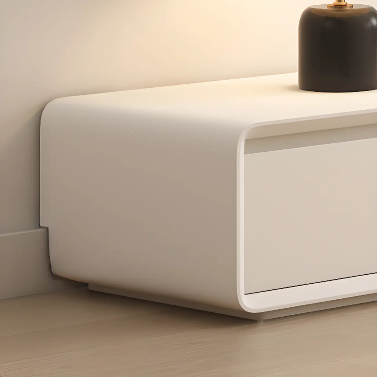 Ventilated 2 Drawers Wood Rectangular White TV Stand