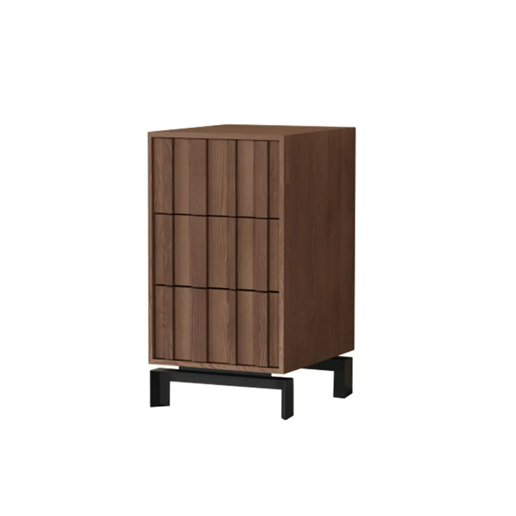 Mid-Century Modern Brown Wooden Waved Utility Storage Cabinet