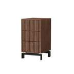 Mid-Century Modern Brown Wooden Waved Utility Storage Cabinet