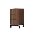 Mid-Century Modern Brown Wooden Waved Utility Storage Cabinet