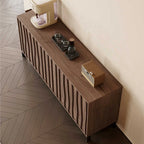 Mid-Century Modern Brown Wooden Waved Utility Storage Cabinet