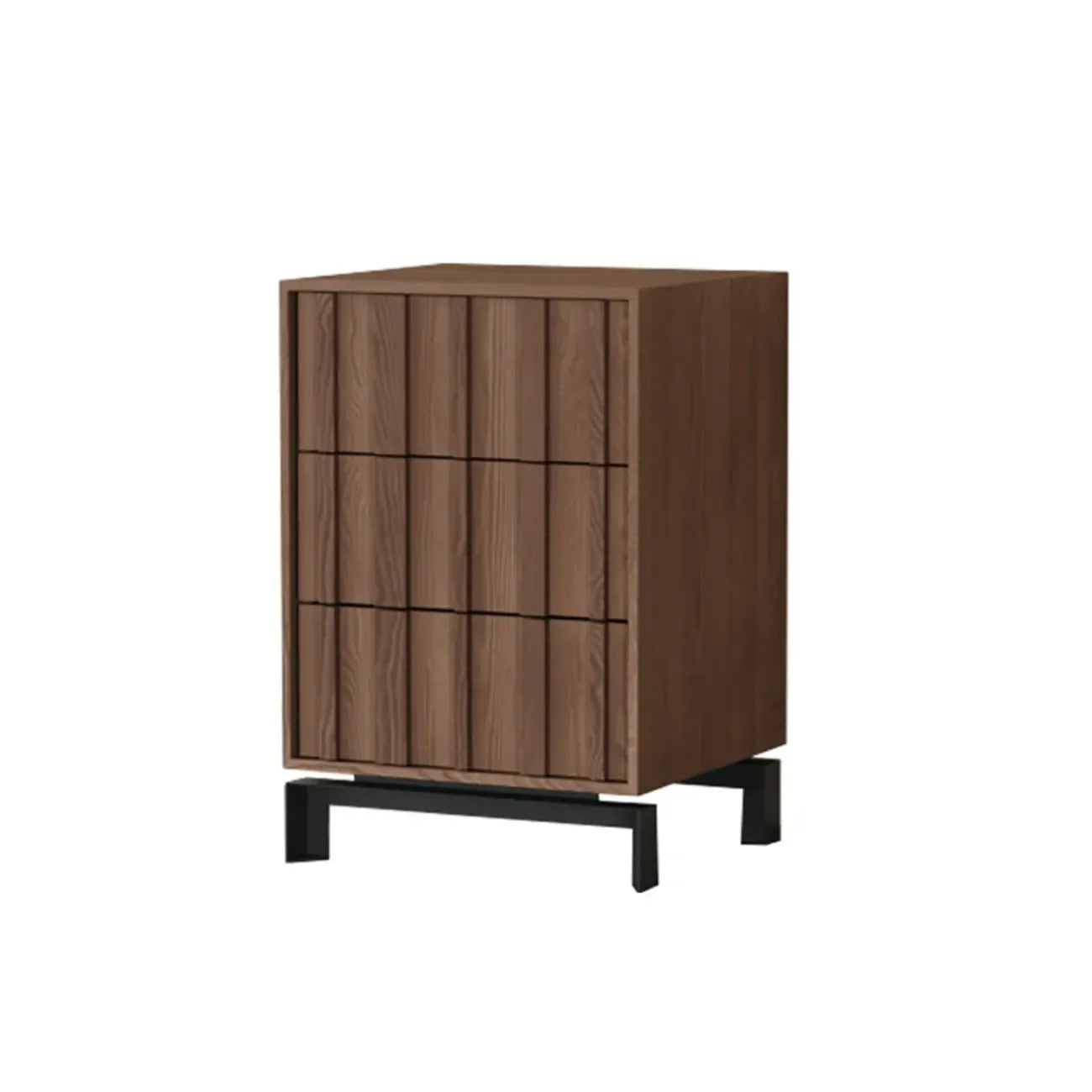 Mid-Century Modern Brown Wooden Waved Utility Storage Cabinet