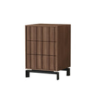 Mid-Century Modern Brown Wooden Waved Utility Storage Cabinet