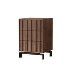 Mid-Century Modern Brown Wooden Waved Utility Storage Cabinet