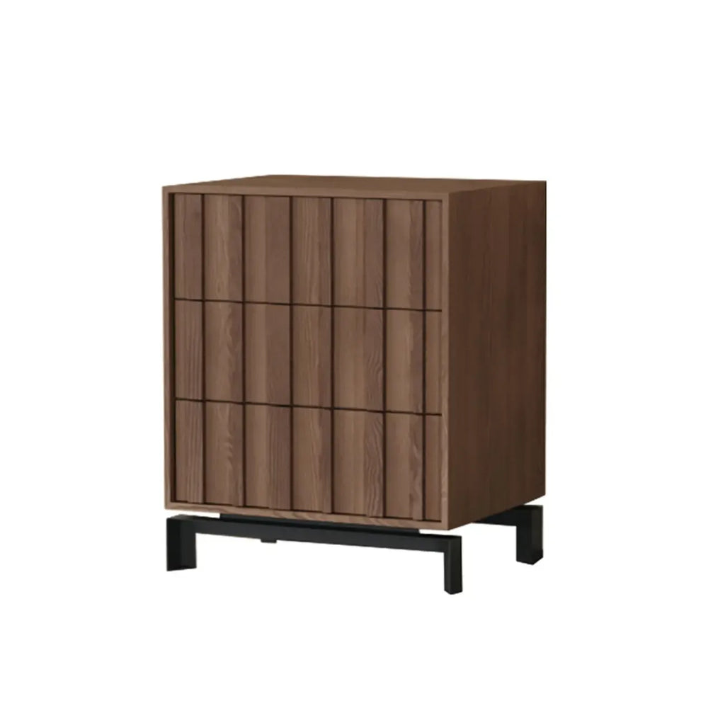 Mid-Century Modern Brown Wooden Waved Utility Storage Cabinet