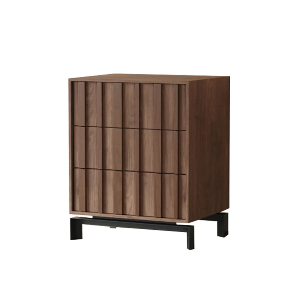 Mid-Century Modern Brown Wooden Waved Utility Storage Cabinet