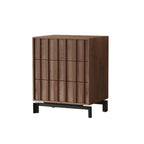 Mid-Century Modern Brown Wooden Waved Utility Storage Cabinet
