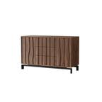 Mid-Century Modern Brown Wooden Waved Utility Storage Cabinet