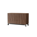 Mid-Century Modern Brown Wooden Waved Utility Storage Cabinet