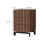 Mid-Century Modern Brown Wooden Waved Utility Storage Cabinet