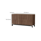 Mid-Century Modern Brown Wooden Waved Utility Storage Cabinet