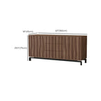 Mid-Century Modern Brown Wooden Waved Utility Storage Cabinet