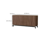 Mid-Century Modern Brown Wooden Waved Utility Storage Cabinet