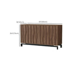 Mid-Century Modern Brown Wooden Waved Utility Storage Cabinet