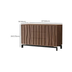 Mid-Century Modern Brown Wooden Waved Utility Storage Cabinet