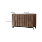 Mid-Century Modern Brown Wooden Waved Utility Storage Cabinet