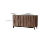 Mid-Century Modern Brown Wooden Waved Utility Storage Cabinet