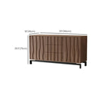 Mid-Century Modern Brown Wooden Waved Utility Storage Cabinet