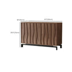 Mid-Century Modern Brown Wooden Waved Utility Storage Cabinet