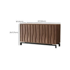 Mid-Century Modern Brown Wooden Waved Utility Storage Cabinet