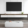 71 White Rectangle Wooden Floating TV Stand with Storage