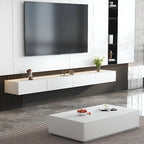71 White Rectangle Wooden Floating TV Stand with Storage