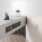 71 White Rectangle Wooden Floating TV Stand with Storage