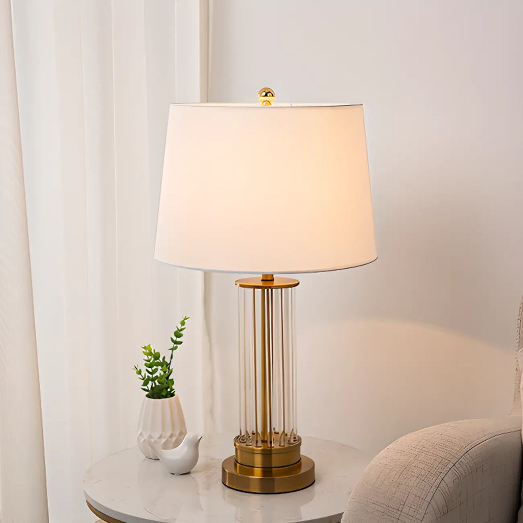 Modern Elegant Barrel Gold LED Table Lamp Fabric Shade