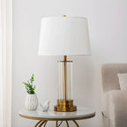Modern Elegant Barrel Gold LED Table Lamp Fabric Shade