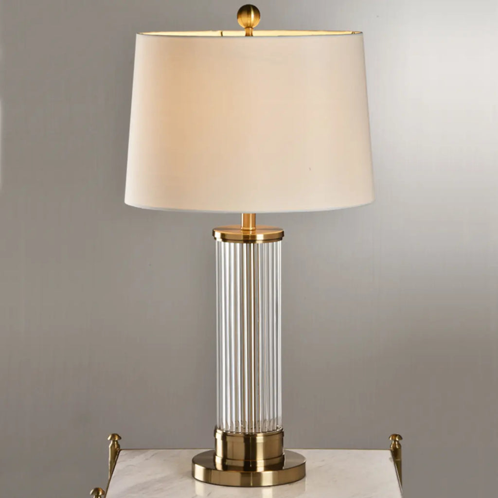 Modern Elegant Barrel Gold LED Table Lamp Fabric Shade