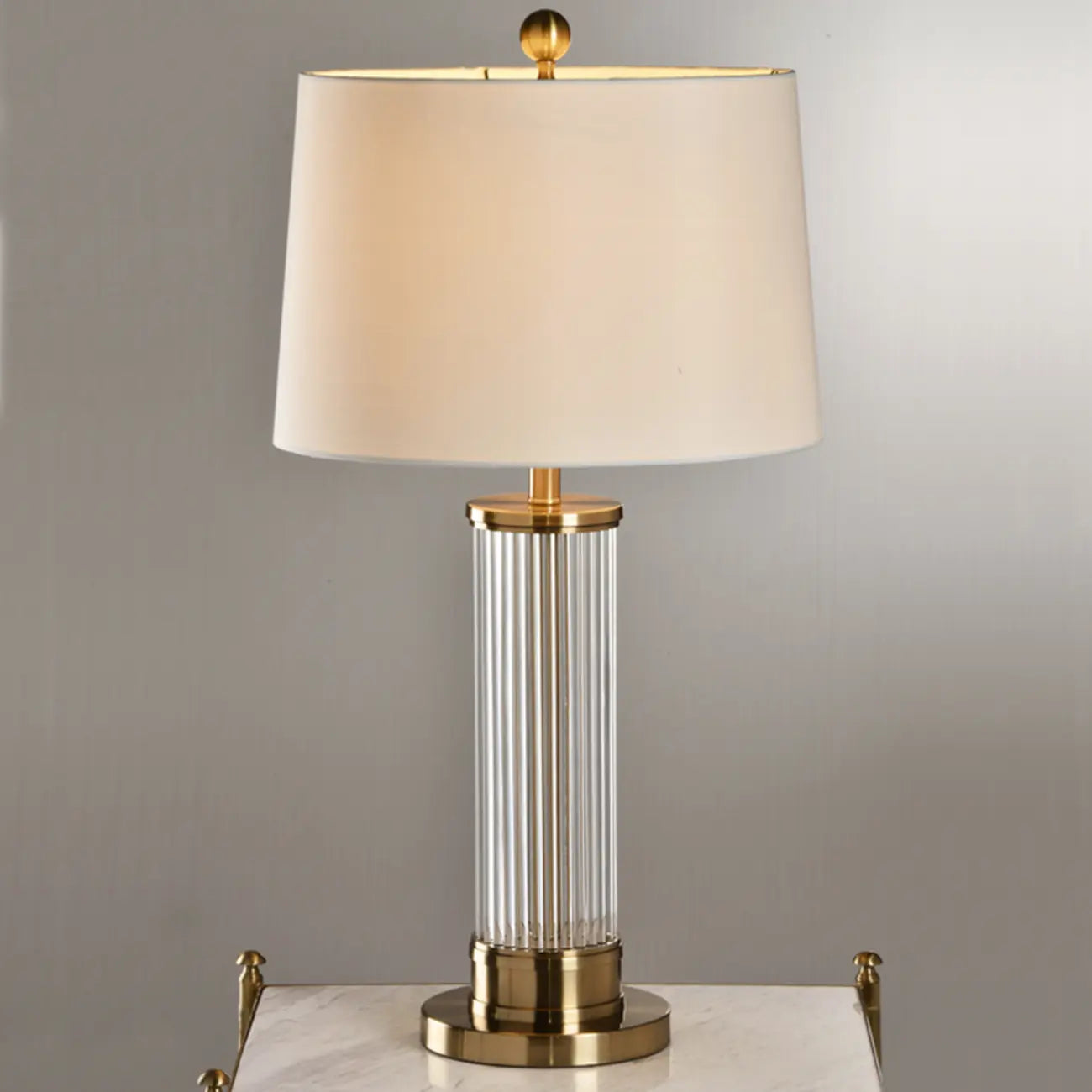Modern Elegant Barrel Gold LED Table Lamp Fabric Shade