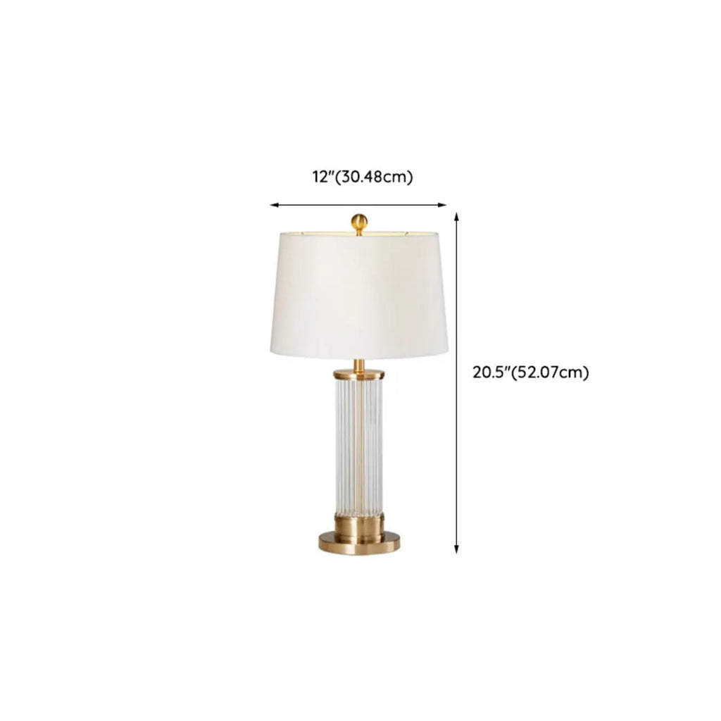 Modern Elegant Barrel Gold LED Table Lamp Fabric Shade