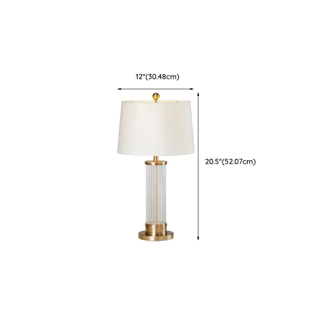 Modern Elegant Barrel Gold LED Table Lamp Fabric Shade