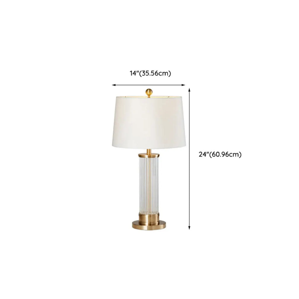 Modern Elegant Barrel Gold LED Table Lamp Fabric Shade
