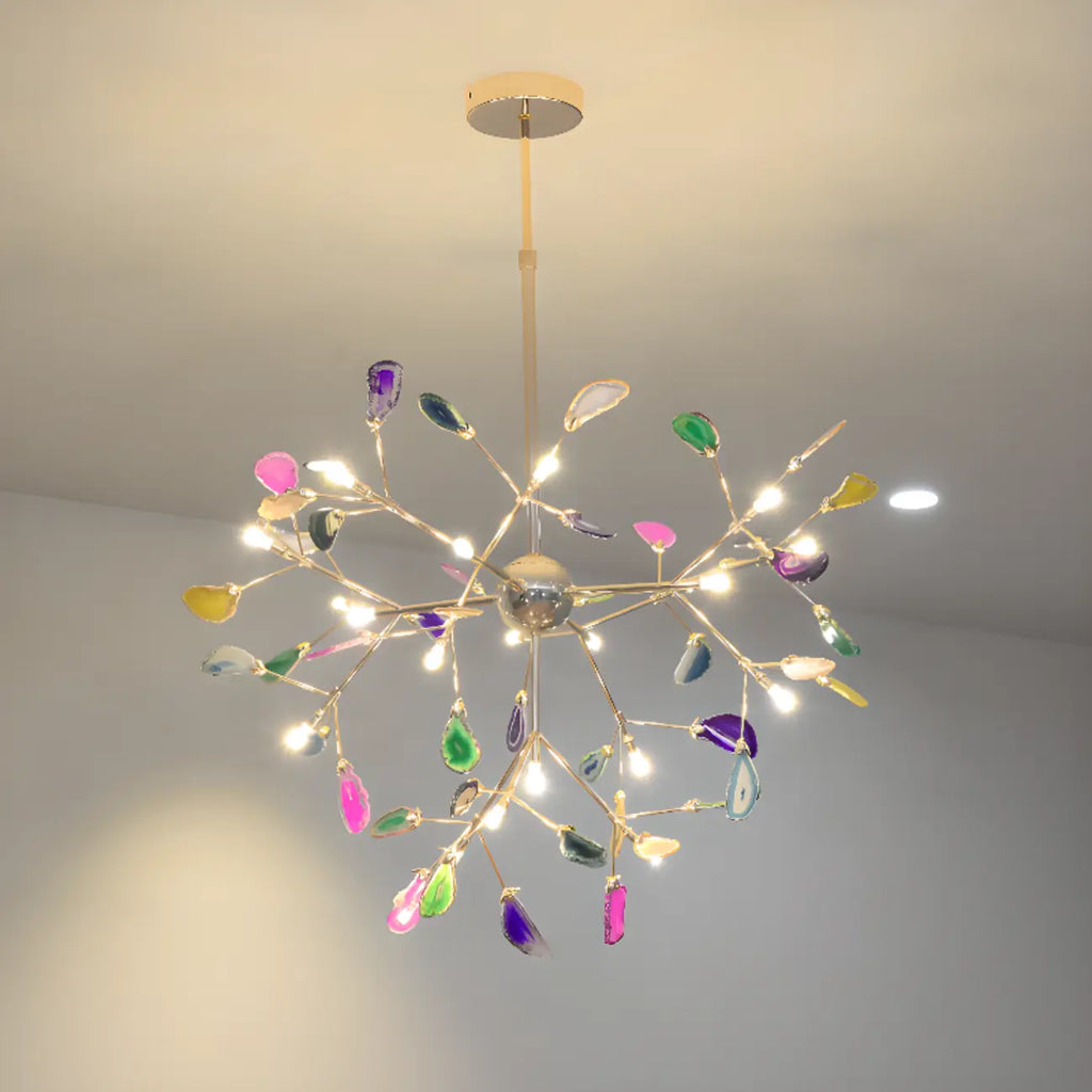 Colorful Agate Stone Circular Ring Branches Chandelier