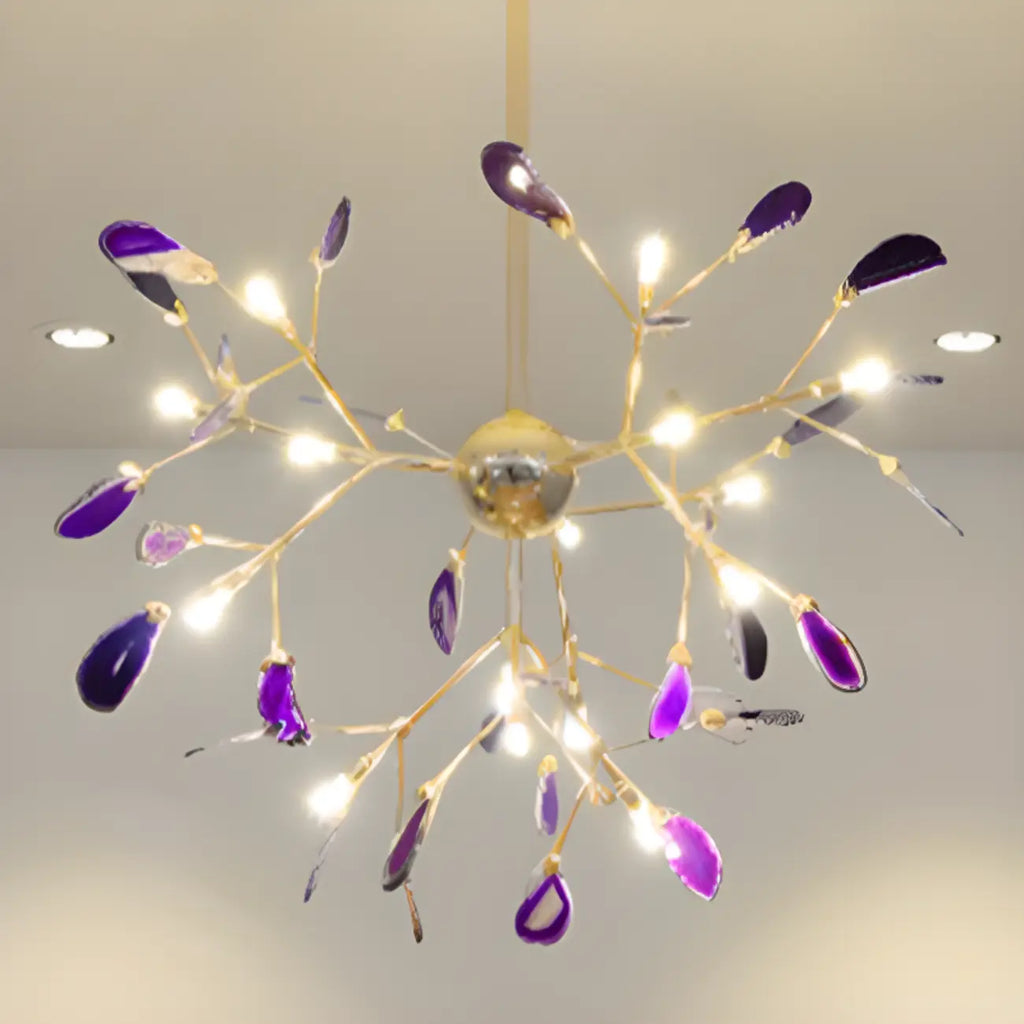 Colorful Agate Stone Circular Ring Branches Chandelier