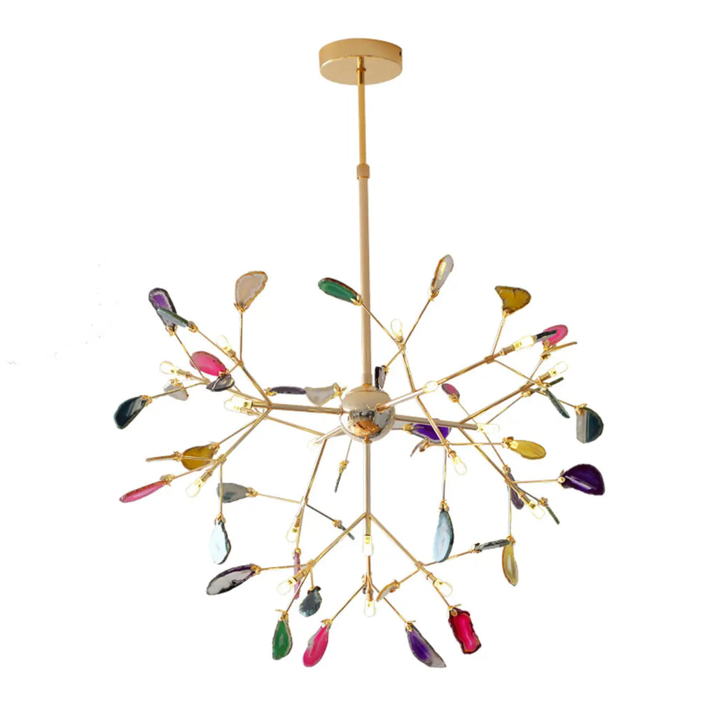 Colorful Agate Stone Circular Ring Branches Chandelier