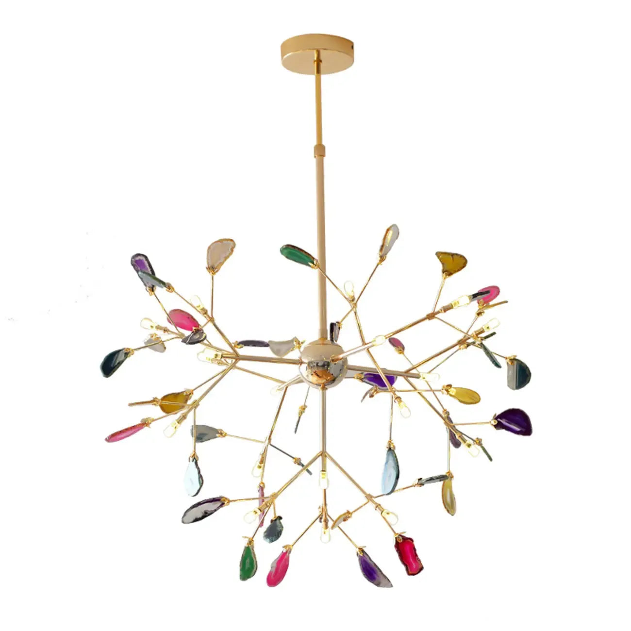 Colorful Agate Stone Circular Ring Branches Chandelier