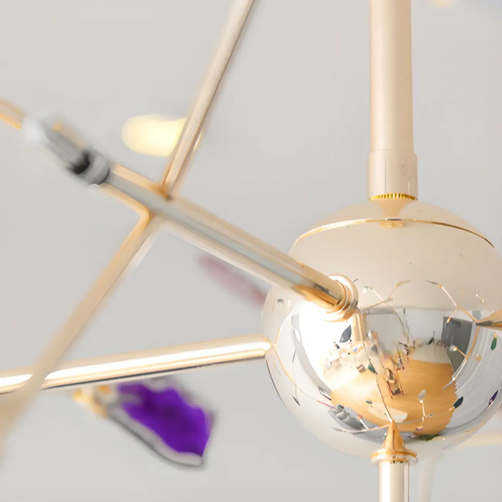 Colorful Agate Stone Circular Ring Branches Chandelier