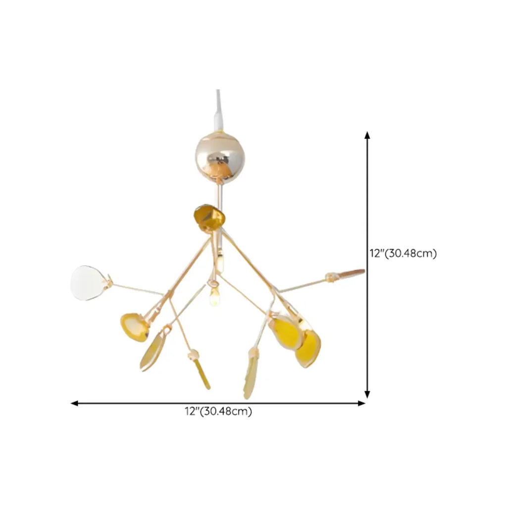 Colorful Agate Stone Circular Ring Branches Chandelier