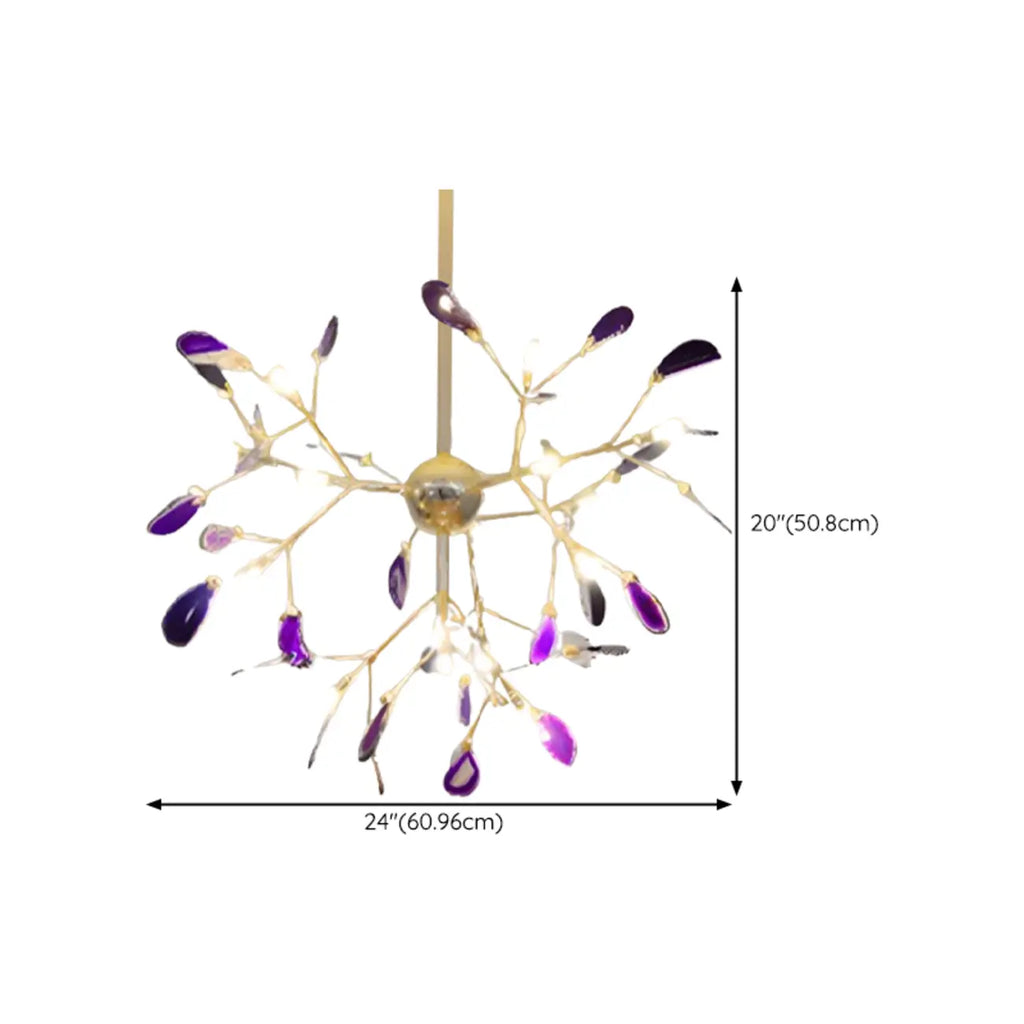 Colorful Agate Stone Circular Ring Branches Chandelier