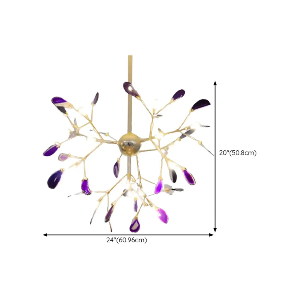 Colorful Agate Stone Circular Ring Branches Chandelier