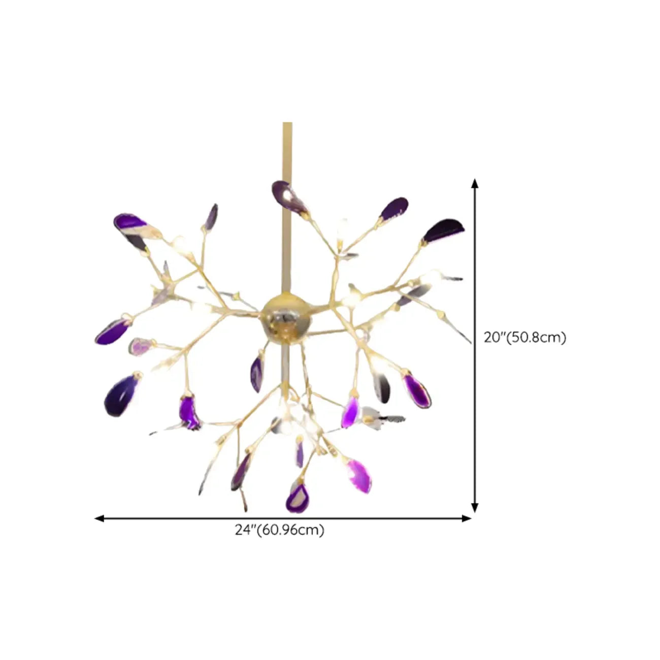 Colorful Agate Stone Circular Ring Branches Chandelier