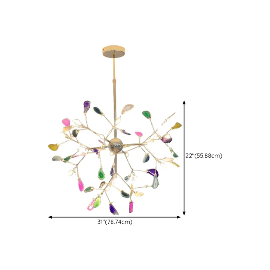 Colorful Agate Stone Circular Ring Branches Chandelier
