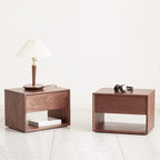 Mid-Century Modern Solid Wood Nightstand with Drawer