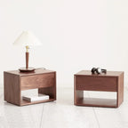 Mid-Century Modern Solid Wood Nightstand with Drawer